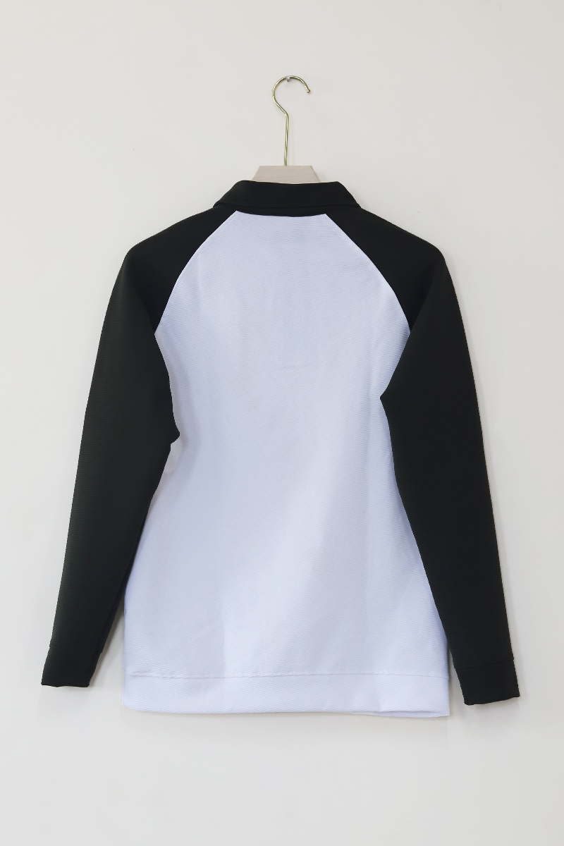 Collar Raglan Full Sleeve T-Shirt(Black and White)